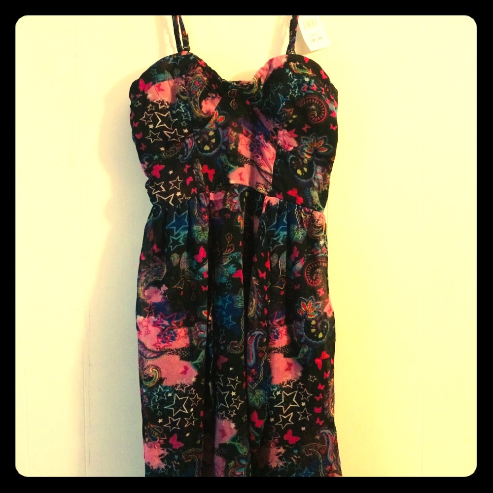 2 for $20 Cute neon patterned black dress